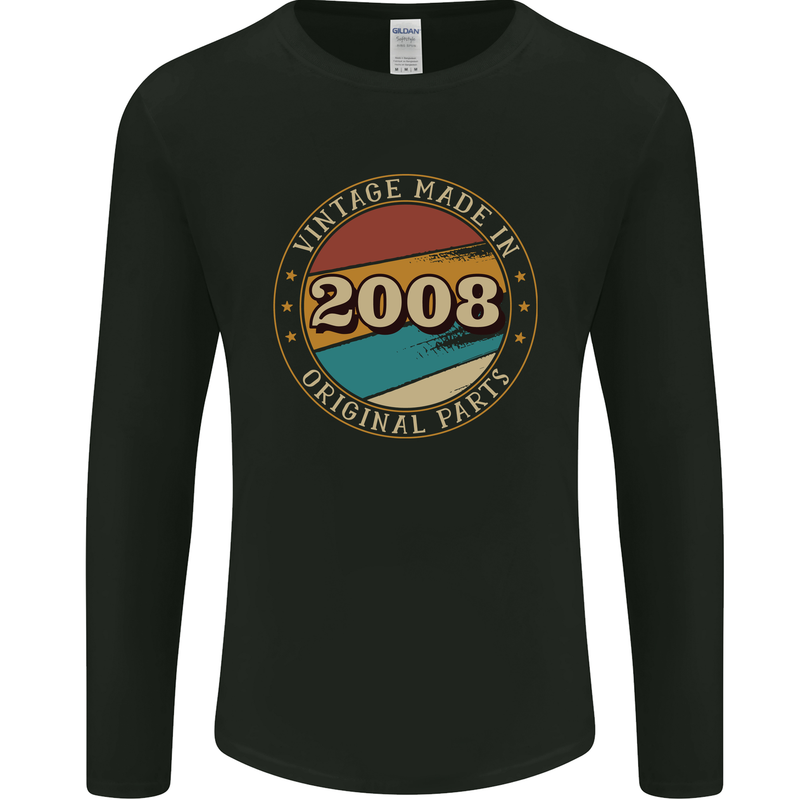 15th Birthday  Vintage Made In 2008 Mens Long Sleeve T-Shirt Black