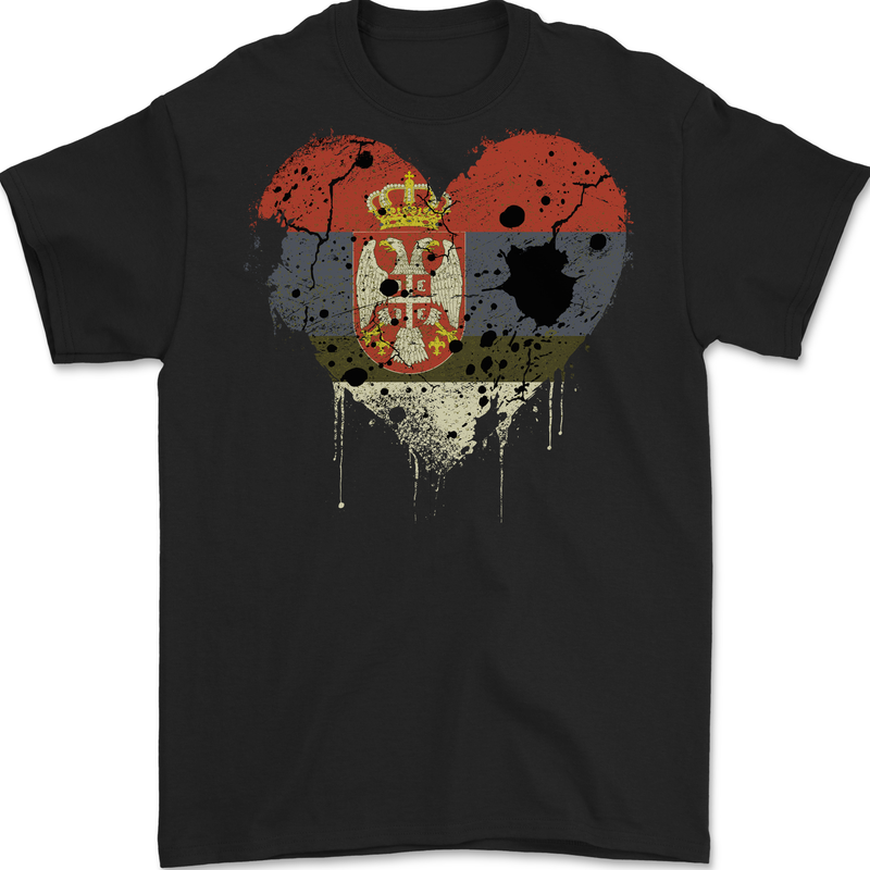 Love Serbia Flag Serbia Day Football Mens T-Shirt 100% Cotton