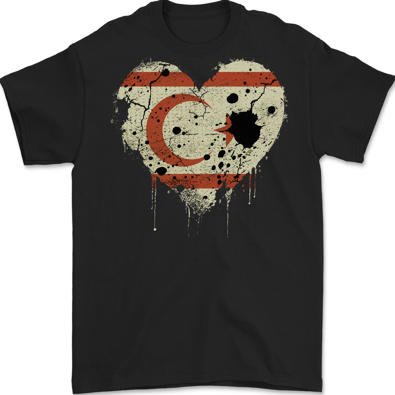 Love Flag Turkish Republic of Northern Cyprus Mens T-Shirt 100% Cotton