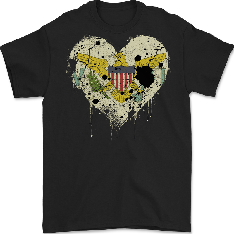 Love Flag Virgin Islands US Football Mens T-Shirt 100% Cotton