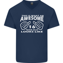 16th Birthday 16 Year Old This Is What Mens V-Neck Cotton T-Shirt Navy Blue