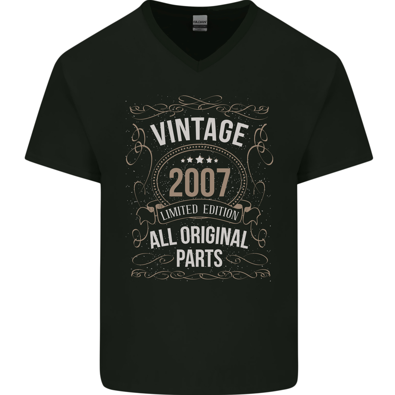 16th Birthday Limited Edition 2007 Mens V-Neck Cotton T-Shirt Black