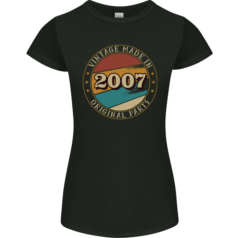 16th Birthday  Vintage Made In 2007 Womens Petite Cut T-Shirt Black