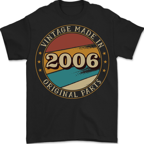 17th Birthday  Vintage Made In 2006 Mens T-Shirt 100% Cotton BLACK