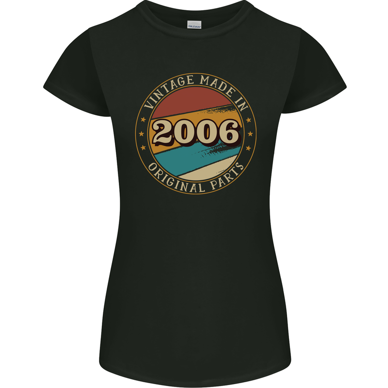 17th Birthday  Vintage Made In 2006 Womens Petite Cut T-Shirt Black