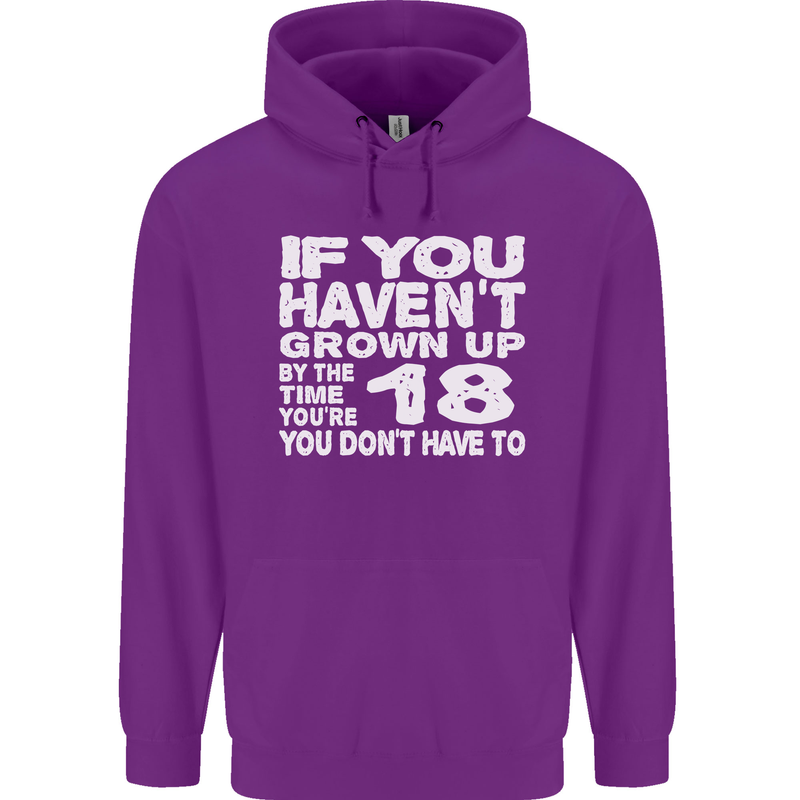 18th Birthday 18 Year Old Don't Grow Up Funny Mens 80% Cotton Hoodie Purple