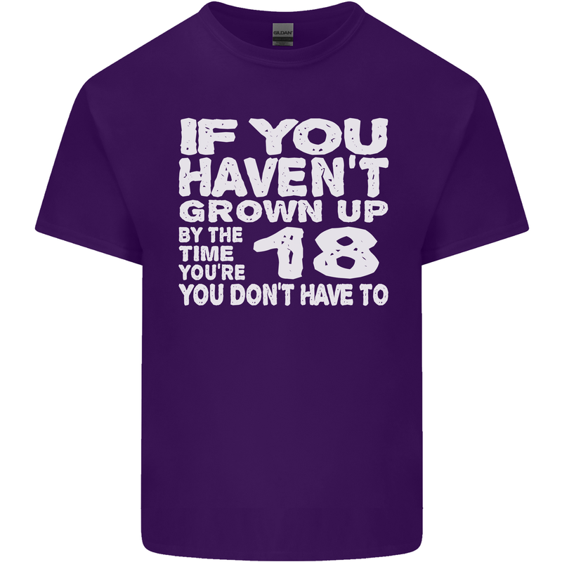 18th Birthday 18 Year Old Don't Grow Up Funny Mens Cotton T-Shirt Tee Top Purple