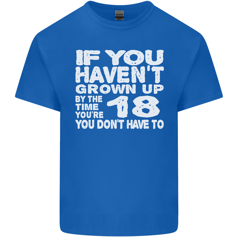 18th Birthday 18 Year Old Don't Grow Up Funny Mens Cotton T-Shirt Tee Top Royal Blue