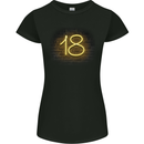 18th Birthday Neon Lights 18 Year Old Womens Petite Cut T-Shirt Black