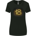 18th Birthday Neon Lights 18 Year Old Womens Wider Cut T-Shirt Black