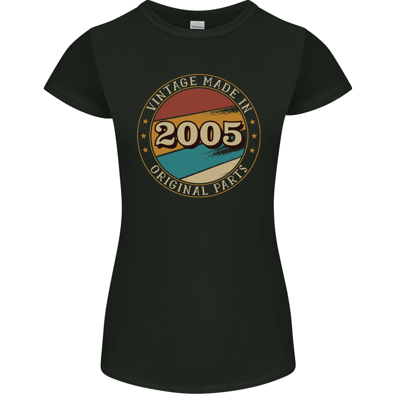 18th Birthday  Vintage Made In 2005 Womens Petite Cut T-Shirt Black