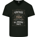 19th Birthday Limited Edition 2004 Mens V-Neck Cotton T-Shirt Black