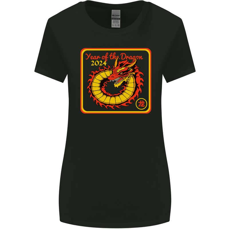 2024 Year of the Dragon Womens Wider Cut T-Shirt Black