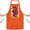 2024 Zodiac Chinese New Year of the Dragon Cotton Apron 100% Organic Orange