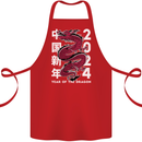 2024 Zodiac Chinese New Year of the Dragon Cotton Apron 100% Organic Red