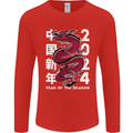 2024 Zodiac Chinese New Year of the Dragon Mens Long Sleeve T-Shirt Red
