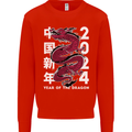 2024 Zodiac Chinese New Year of the Dragon Mens Sweatshirt Jumper Bright Red