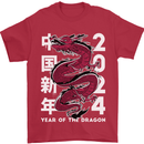 2024 Zodiac Chinese New Year of the Dragon Mens T-Shirt 100% Cotton Red
