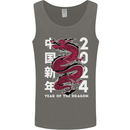 2024 Zodiac Chinese New Year of the Dragon Mens Vest Tank Top Charcoal