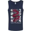 2024 Zodiac Chinese New Year of the Dragon Mens Vest Tank Top Navy Blue