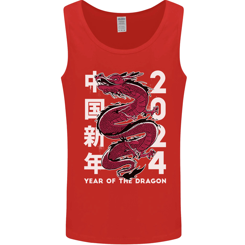 2024 Zodiac Chinese New Year of the Dragon Mens Vest Tank Top Red