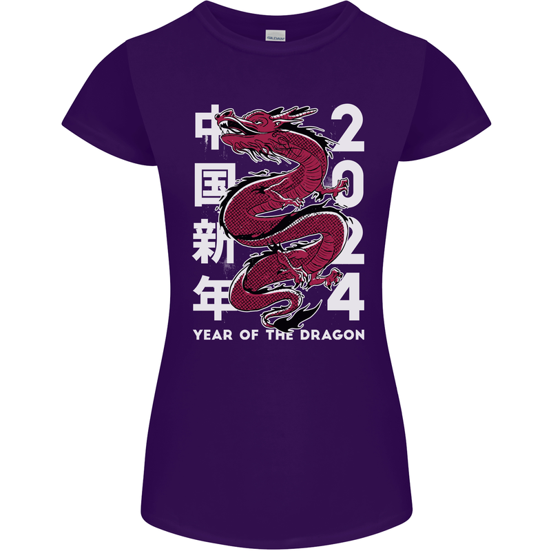 2024 Zodiac Chinese New Year of the Dragon Womens Petite Cut T-Shirt Purple