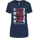2024 Zodiac Chinese New Year of the Dragon Womens Wider Cut T-Shirt Navy Blue