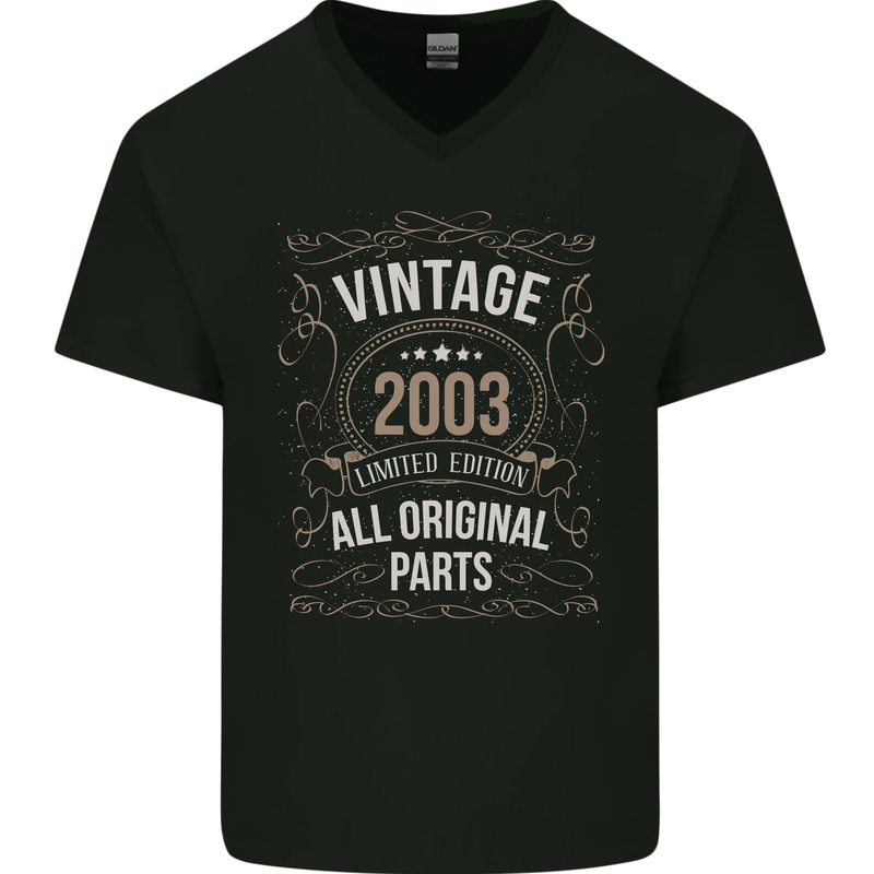 20th Birthday Limited Edition 2003 Mens V-Neck Cotton T-Shirt Black