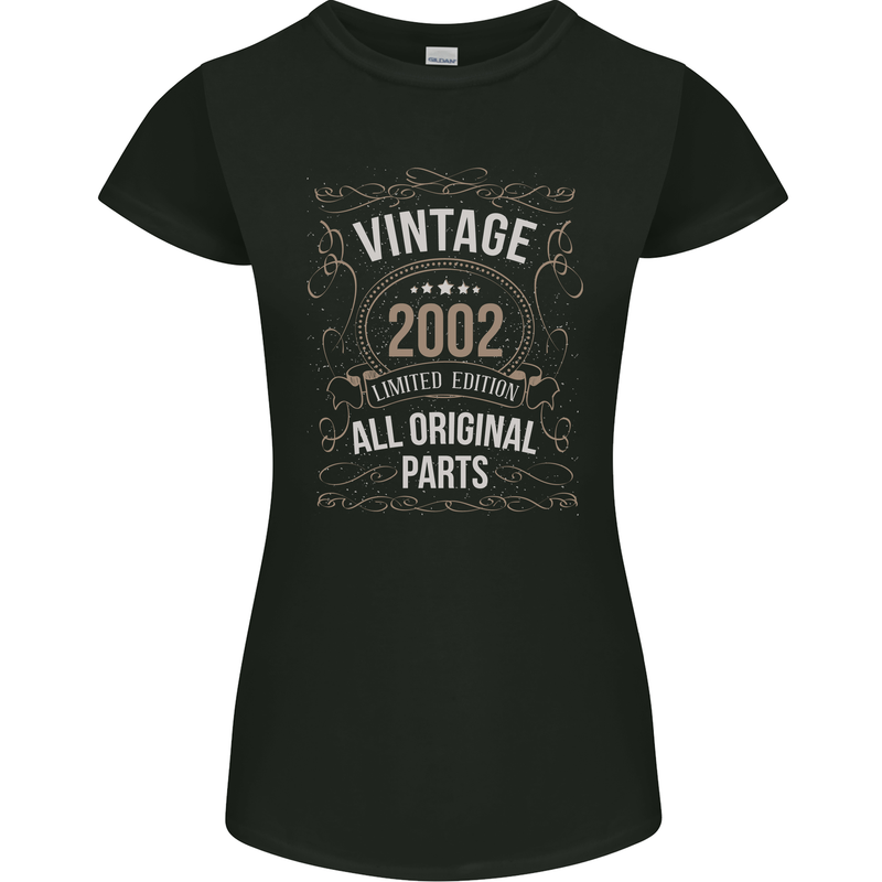 21st Birthday Limited Edition 2002 Womens Petite Cut T-Shirt Black