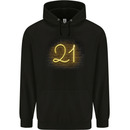 21st Birthday Neon Lights 21 Year Old Mens 80% Cotton Hoodie Black