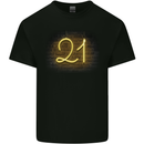 21st Birthday Neon Lights 21 Year Old Mens Cotton T-Shirt Tee Top Black