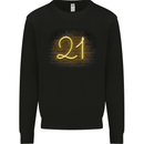 21st Birthday Neon Lights 21 Year Old Mens Sweatshirt Jumper Black