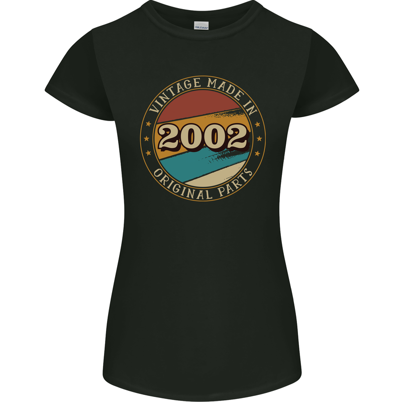 21st Birthday  Vintage Made In 2002 Womens Petite Cut T-Shirt Black