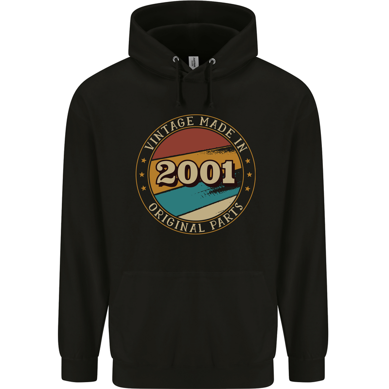 22nd Birthday  Vintage Made In 2001 Mens 80% Cotton Hoodie Black