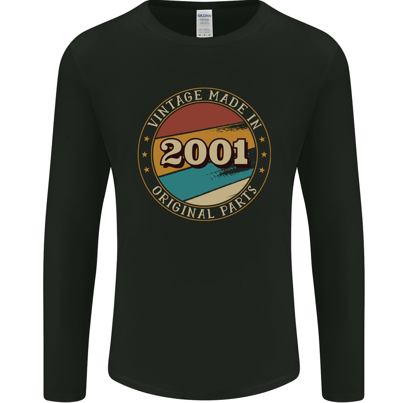 22nd Birthday  Vintage Made In 2001 Mens Long Sleeve T-Shirt Black