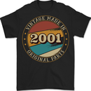 22nd Birthday  Vintage Made In 2001 Mens T-Shirt 100% Cotton BLACK