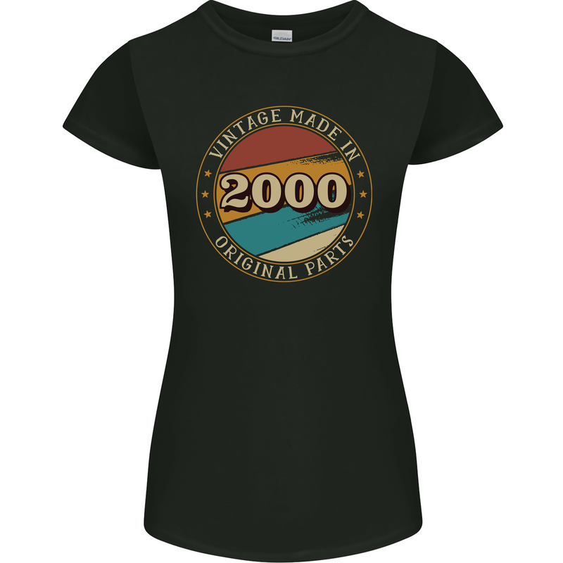 23rd Birthday  Vintage Made In 2000 Womens Petite Cut T-Shirt Black