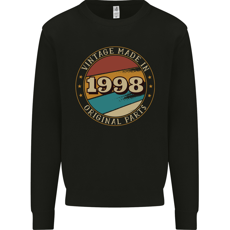 25th Birthday  Vintage Made In 1998 Mens Sweatshirt Jumper Black