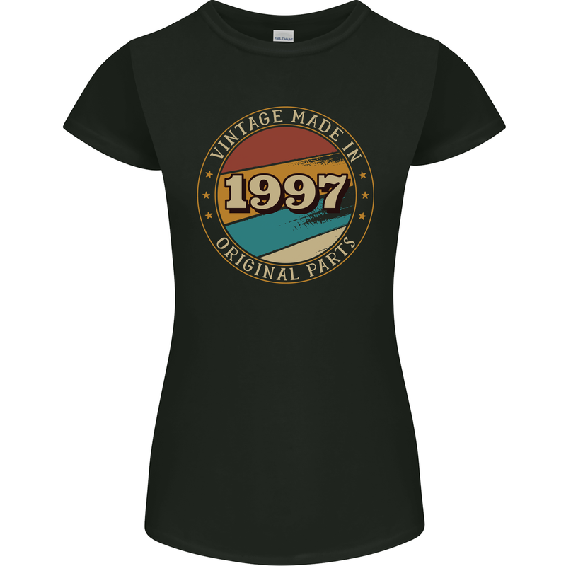 26th Birthday  Vintage Made In 1997 Womens Petite Cut T-Shirt Black