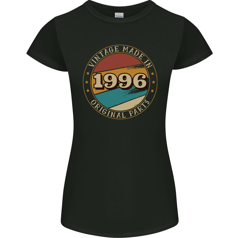 27th Birthday  Vintage Made In 1996 Womens Petite Cut T-Shirt Black
