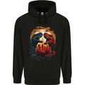 2 Dinosaurs With a Moon Backdrop T-Rex Lizard Mens 80% Cotton Hoodie Black