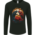 2 Dinosaurs With a Moon Backdrop T-Rex Lizard Mens Long Sleeve T-Shirt Black