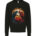2 Dinosaurs With a Moon Backdrop T-Rex Lizard Mens Sweatshirt Jumper Black