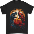 2 Dinosaurs With a Moon Backdrop T-Rex Lizard Mens T-Shirt 100% Cotton Black