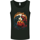 2 Dinosaurs With a Moon Backdrop T-Rex Lizard Mens Vest Tank Top Black