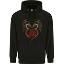 2 Fantasy Dragons in a Heart Shape Gothic Goth Childrens Kids Hoodie Black