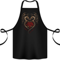 2 Fantasy Dragons in a Heart Shape Gothic Goth Cotton Apron 100% Organic Black