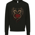 2 Fantasy Dragons in a Heart Shape Gothic Goth Mens Sweatshirt Jumper Black