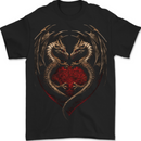 2 Fantasy Dragons in a Heart Shape Gothic Goth Mens T-Shirt 100% Cotton BLACK