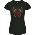 2 Fantasy Dragons in a Heart Shape Gothic Goth Womens Petite Cut T-Shirt Black